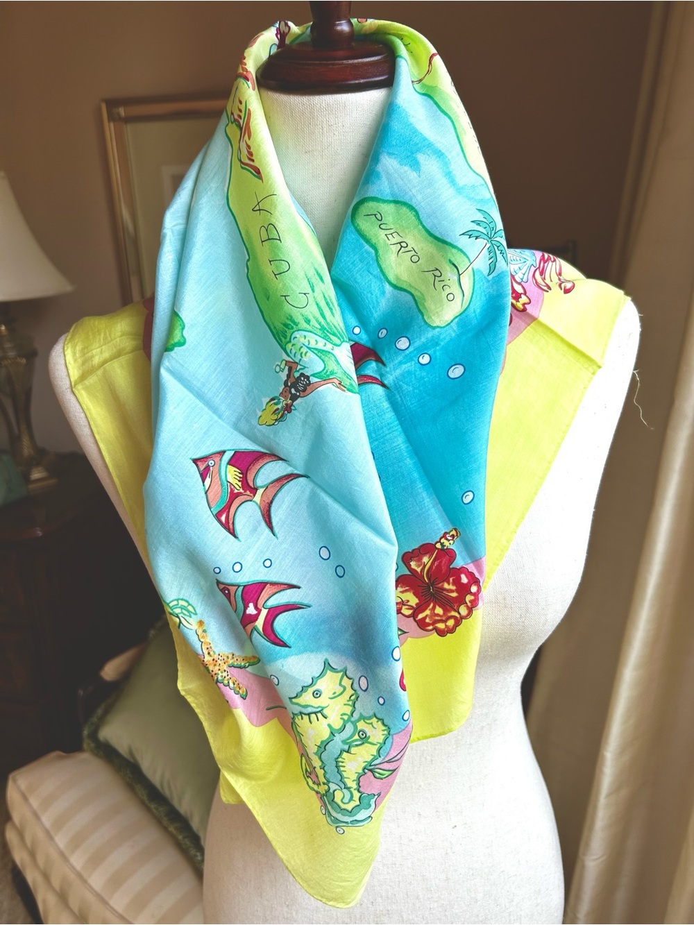 (Truly!) Rare Vintage Ralph Lauren “Islands” scarf.  1980’s.